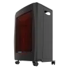 Vista frontal de la estufa de gas plegable ReadyWarm 4200 BlueFlame Foldable en color negro con tecnología de llama azul encendida