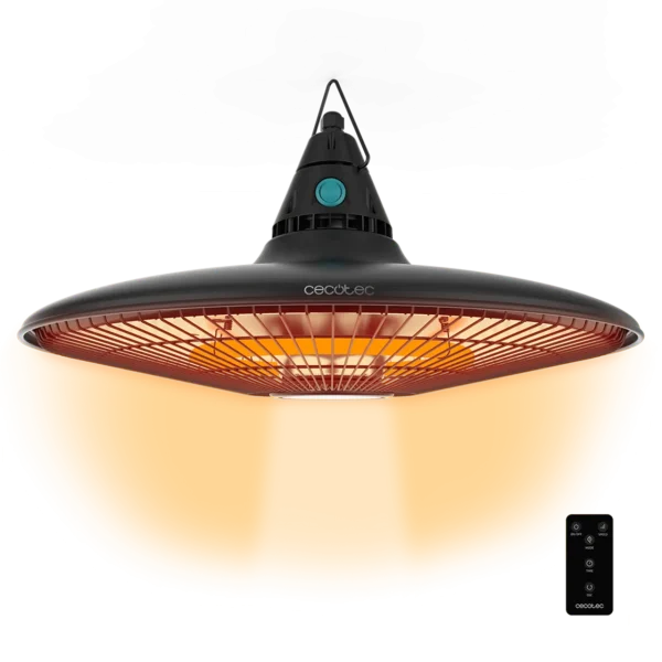 Calefactor de exterior de techo ReadyWarm 1500 Power Ceiling de Cecotec con lámpara halógena y mando a distancia