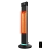 Calefactor de exterior de torre ReadyWarm 2000 Power Tower de Cecotec con tecnología halógena y pantalla LED encendido en una terraza