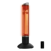 Calefactor de exterior ReadyWarm 1000 Power Tower de diseño vertical negro con elementos halógenos encendidos