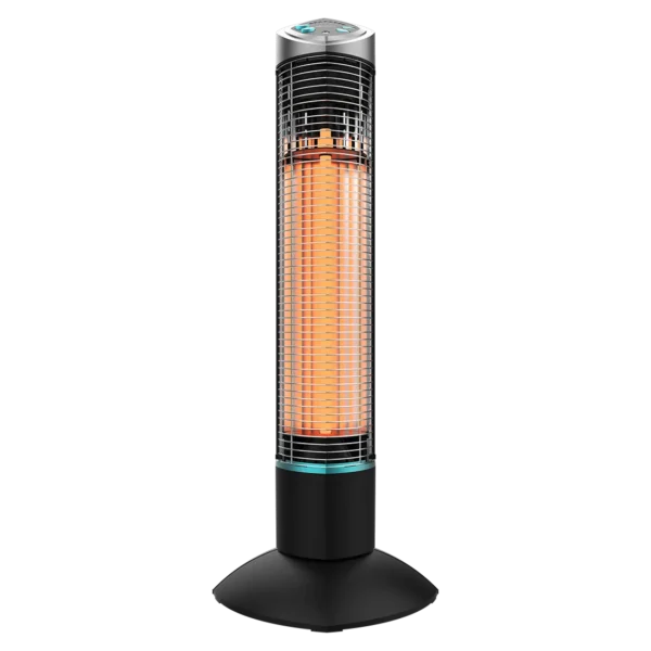 Imagen 2 Calefactor de exterior de torre con tecnología halógena y oscilación. Disfruta de calor inmediato, protección IP55 y control remoto para tu terraza o jardín.