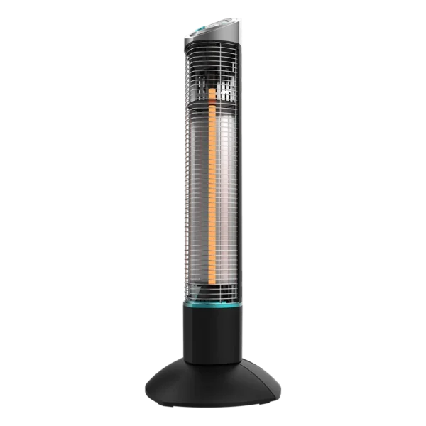Imagen 3 Calefactor de exterior de torre con tecnología halógena y oscilación. Disfruta de calor inmediato, protección IP55 y control remoto para tu terraza o jardín.