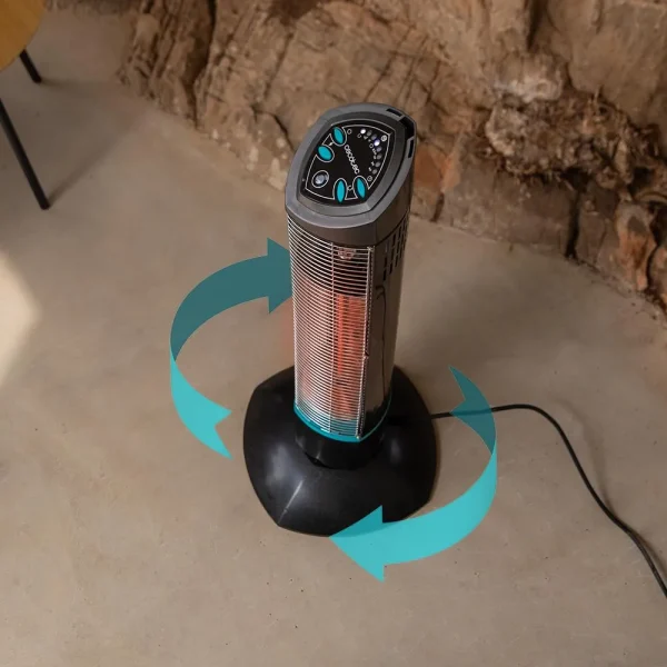 Imagen 7 Calefactor de exterior de torre con tecnología halógena y oscilación. Disfruta de calor inmediato, protección IP55 y control remoto para tu terraza o jardín.