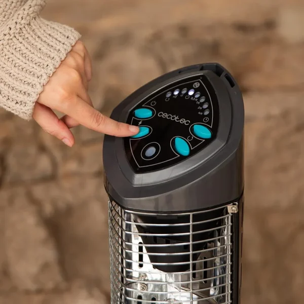 Imagen 8 Calefactor de exterior de torre con tecnología halógena y oscilación. Disfruta de calor inmediato, protección IP55 y control remoto para tu terraza o jardín.