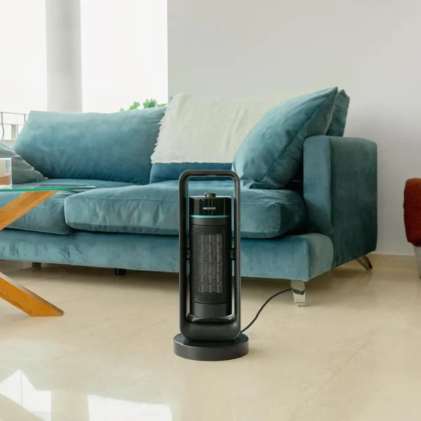 Imagen 4 Calefactor cerámico vertical de 2000 W con oscilación y termostato regulable. Incluye 3 modos de funcionamiento y protección contra sobrecalentamiento.