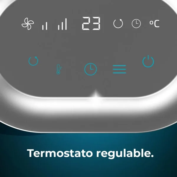 Imagen 7 Calefactor cerámico de 1500 W con oscilación y pantalla digital. Cuenta con termostato regulable y 3 modos para climatizar estancias de forma eficiente y segura.