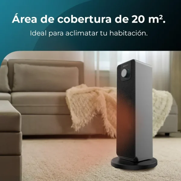 Imagen 5 Calefactor cerámico de 2000 W con oscilación automática y 3 modos. Incluye termostato regulable, tecnología PTC de calentamiento rápido y protección antivuelco.