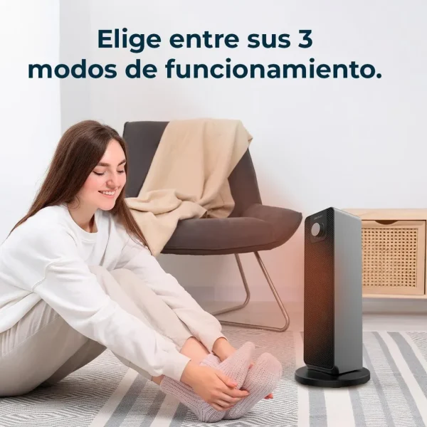 Imagen 8 Calefactor cerámico de 2000 W con oscilación automática y 3 modos. Incluye termostato regulable, tecnología PTC de calentamiento rápido y protección antivuelco.