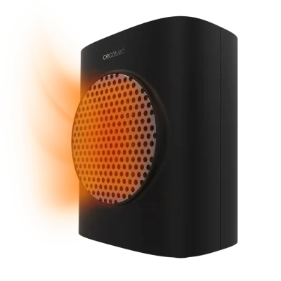 Vista frontal del calefactor cerámico de sobremesa Cecotec ReadyWarm 1570 Max Ceramic Smart Black con panel de control LED
