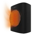 Vista frontal del calefactor cerámico ReadyWarm 1570 Max Ceramic Rotate Smart Black con pantalla LED encendida