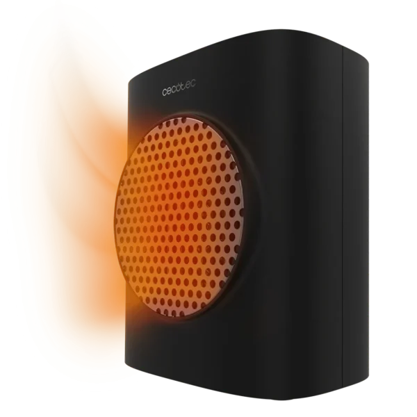 Vista frontal del calefactor cerámico ReadyWarm 1570 Max Ceramic Rotate Smart Black con pantalla LED encendida