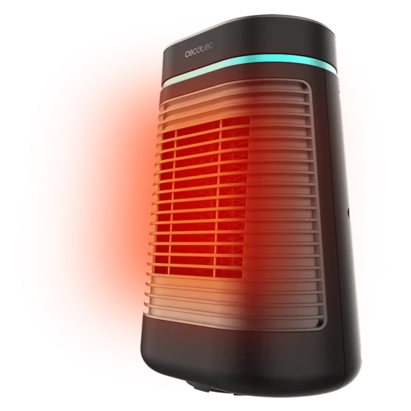 Imagen 2 Calefactor cerámico negro de 1500 W con oscilación y 3 modos. Diseño compacto, tecnología PTC eficiente y triple sistema de seguridad para el hogar.