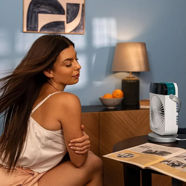 Imagen 6 Climatizador de sobremesa con oscilación y pantalla digital. Depósito de 300 ml, temporizador programable y control táctil para un ambiente fresco y confortable.