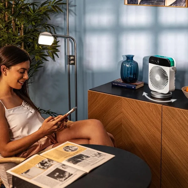 Imagen 7 Climatizador de sobremesa con oscilación y pantalla digital. Depósito de 300 ml, temporizador programable y control táctil para un ambiente fresco y confortable.