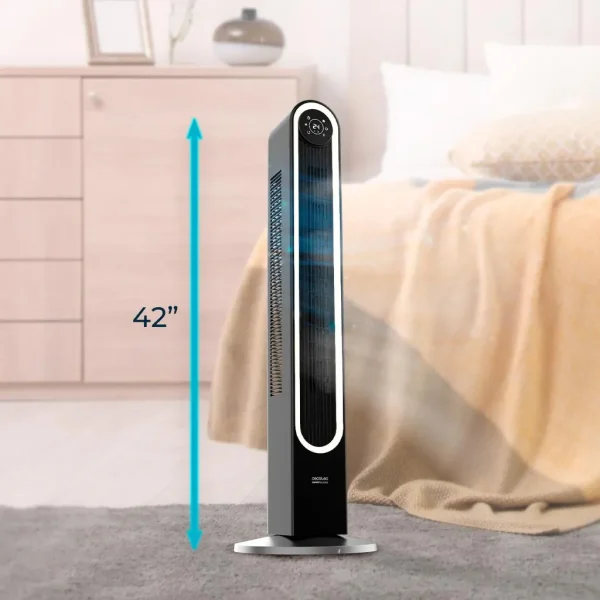 Imagen 6 Ventilador de torre EnergySilence 9090 Skyline Smart Light de 60 W con luz, mando a distancia, pantalla LED y oscilación. Diseño elegante y máxima eficiencia.