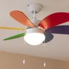 Imagen 5 Ventilador de techo de 50 W y 36 pulgadas con luz. Tecnología EnergySilence, 6 aspas reversibles de colores, 3 velocidades y función verano/invierno.