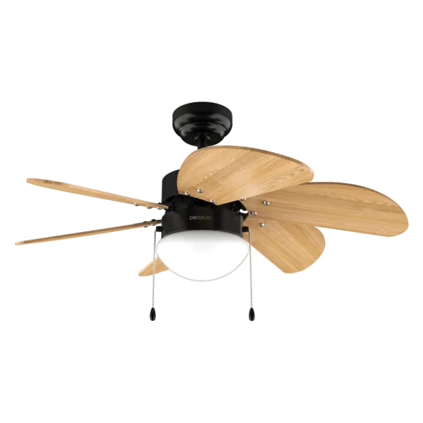 Ventilador de techo EnergySilence Aero 360 Black&Wood con luz y aspas reversibles