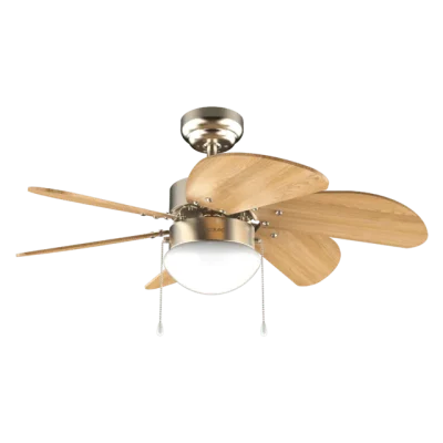 Ventilador de techo EnergySilence Aero 360 Gold&Wood con luz y aspas reversibles acabado madera