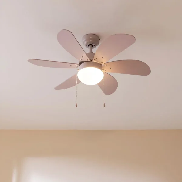 Imagen 2 Ventilador de techo de 92 cm con luz y motor de 50 W. Integra 6 aspas reversibles aerodinámicas, sistema de inversión de giro y 3 velocidades de aire.