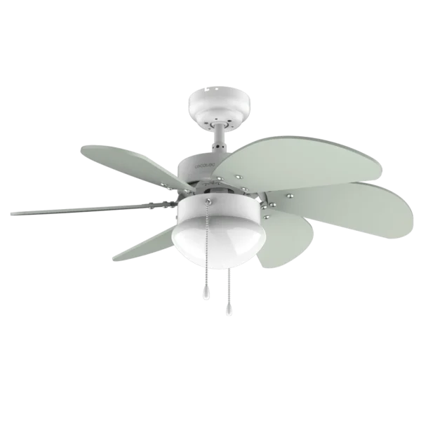 Imagen 5 Ventilador de techo de 36 pulgadas con luz y motor de 50 W. Diseño Mint con 6 aspas reversibles, 3 velocidades y función verano-invierno eficiente.
