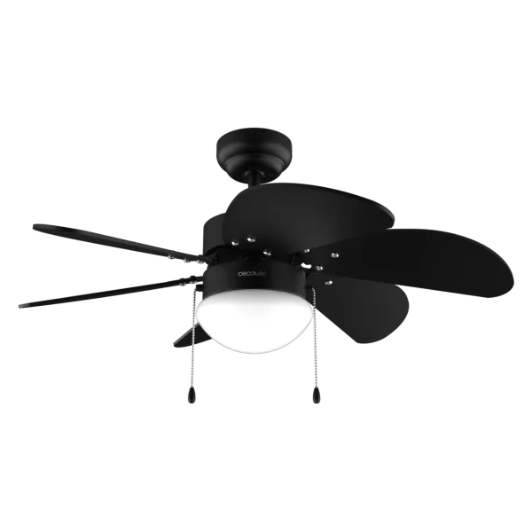 Ventilador de techo negro EnergySilence Aero 3600 Vision Full Black con luz encendida