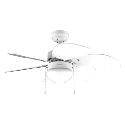 Ventilador de techo blanco EnergySilence Aero 3600 Vision Full White vista frontal con luz encendida