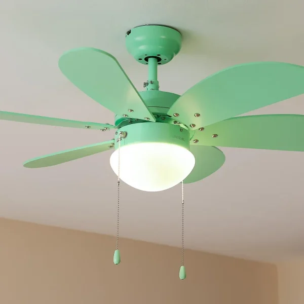 Imagen 5 Ventilador de techo de 36” con lámpara y 6 aspas reversibles. Motor de 50 W, 3 velocidades, función verano/invierno y tecnología EnergySilence silenciosa.