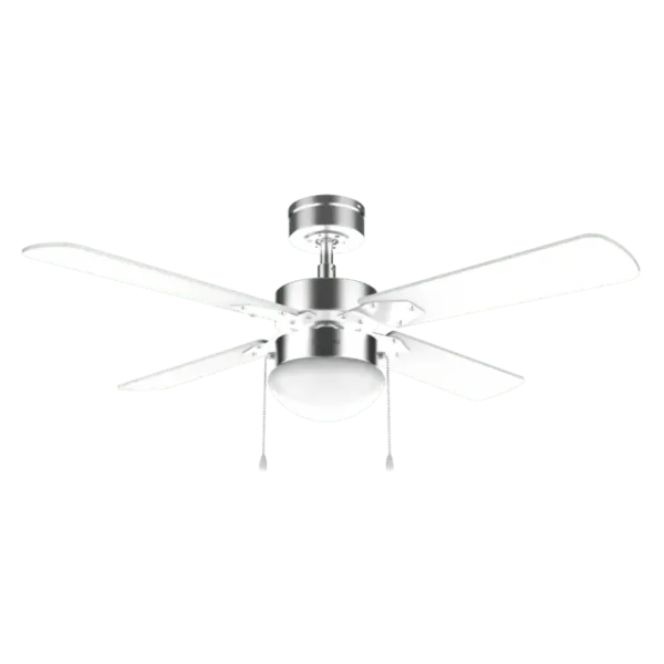 Ventilador de techo EnergySilence Aero 450 IronWhite con luz encendida y aspas blancas
