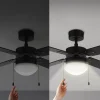 Imagen 8 Ventilador de techo de 42 pulgadas y 50 W en acabado negro. Cuenta con 4 aspas reversibles, lámpara integrada y función invierno-verano para climatización eficiente.