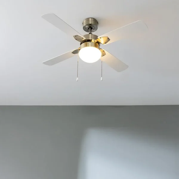 Ventilador de techo Cecotec EnergySilence Aero 450 GoldWhite con luz y aspas blancas