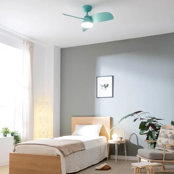 Imagen 4 Ventilador de techo de 36 pulgadas con motor DC de 35 W, luz LED y mando a distancia. Ofrece 6 velocidades, temporizador y un funcionamiento silencioso.