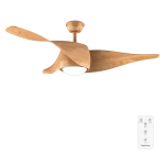 Ventilador de techo EnergySilence Aero 5290 WhiteWood con aspas de madera y luz LED encendida