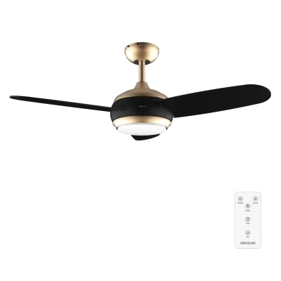 Ventilador de techo EnergySilence Aero 4265 GoldBlack con aspas reversibles y luz LED encendida