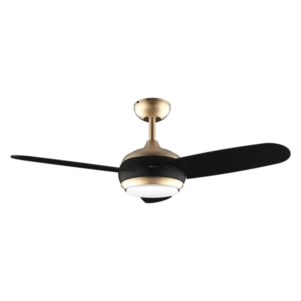 Imagen 2 Ventilador de techo de 42" con luz LED y motor de cobre de 65 W. Diseño reversible GoldBlack, 3 velocidades, temporizador y mando a distancia para máximo confort.