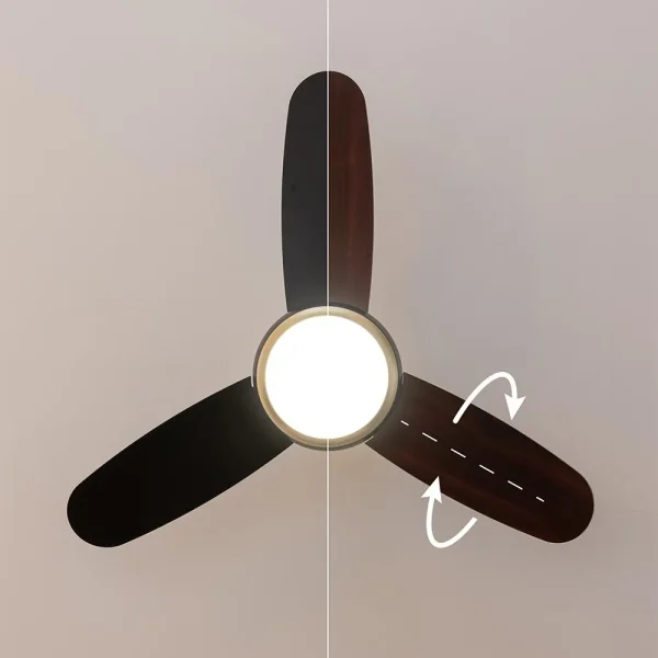 Imagen 5 Ventilador de techo de 42" con luz LED y motor de cobre de 65 W. Diseño reversible GoldBlack, 3 velocidades, temporizador y mando a distancia para máximo confort.