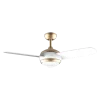 Imagen 2 Ventilador de techo de 42 pulgadas con luz LED y diseño blanco y dorado. Motor de 65 W, 3 velocidades, mando a distancia y temporizador programable integrado.