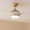 Imagen 6 Ventilador de techo de 42 pulgadas con luz LED y diseño blanco y dorado. Motor de 65 W, 3 velocidades, mando a distancia y temporizador programable integrado.