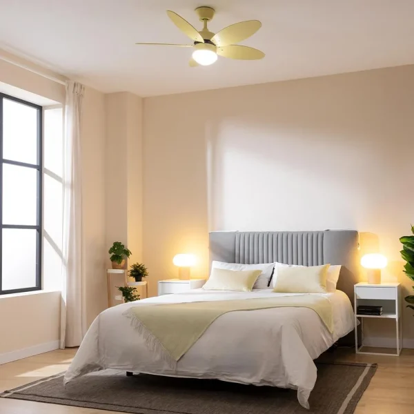 Imagen 4 Ventilador de techo silencioso de 42 pulgadas con motor DC de 40 W y luz LED. Incluye 5 aspas reversibles, mando a distancia y temporizador programable.