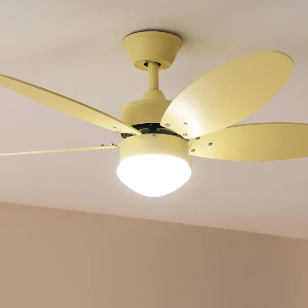 Imagen 6 Ventilador de techo silencioso de 42 pulgadas con motor DC de 40 W y luz LED. Incluye 5 aspas reversibles, mando a distancia y temporizador programable.