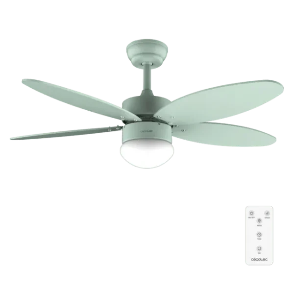 Ventilador de techo verde menta Cecotec EnergySilence Aero 4260 Full Mint con luz LED y motor DC