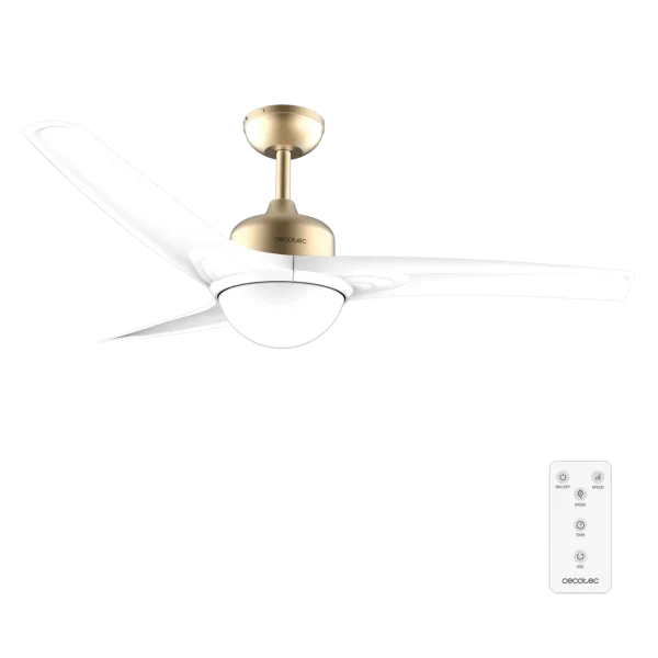 Ventilador de techo EnergySilence Aero 560 GoldWhite con luz LED y aspas blancas