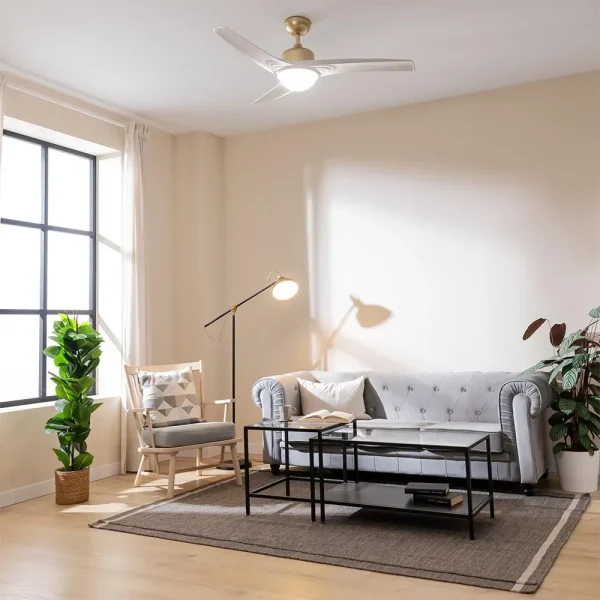 Imagen 4 Ventilador de techo 52” EnergySilence Aero 560 GoldWhite. Luz LED 18W, motor 62W, mando a distancia, temporizador y modo invierno/verano. 3 aspas.