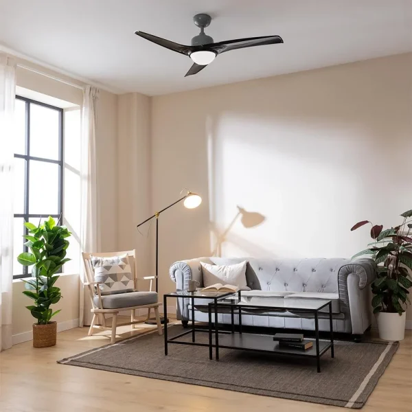 Imagen 4 Ventilador de techo de 52” con luz LED 18W y motor de 62W. Incluye 3 aspas, mando a distancia, temporizador y función verano/invierno para máximo confort.