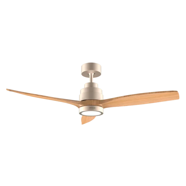 Imagen 2 Ventilador de techo EnergySilence Aero 5295 GoldWhite con motor DC de 35 W. 132 cm, luz LED, mando a distancia, temporizador y función verano/invierno.