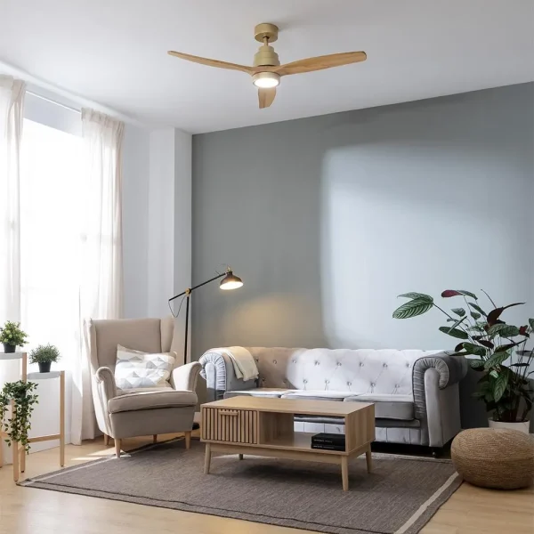 Imagen 4 Ventilador de techo EnergySilence Aero 5295 GoldWhite con motor DC de 35 W. 132 cm, luz LED, mando a distancia, temporizador y función verano/invierno.