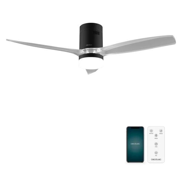Ventilador de techo EnergySilence Aero 5285 Sun BlackTransparent Connected vista frontal aspas transparentes