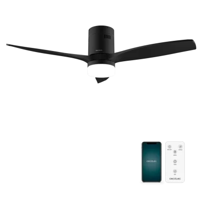 Ventilador de techo Cecotec EnergySilence Aero 5600 Aqua Black&Black Connected vista frontal aspas negras