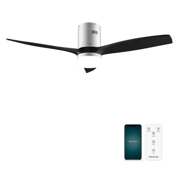 Ventilador de techo negro EnergySilence Aero 5600 Aqua IronBlack Connected con luz y aspas aerodinámicas