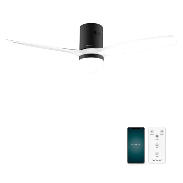 Ventilador de techo EnergySilence Aero 5600 Aqua Black&White Connected vista frontal aspas