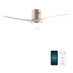 Ventilador de techo EnergySilence Aero 5600 Aqua GoldWhite Connected con aspas blancas y acabado madera para exterior